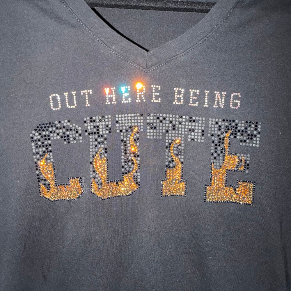 ✨ Y2K Rhinestone "CUTE" Graphic Tee ✨ - Picture 2 of 5